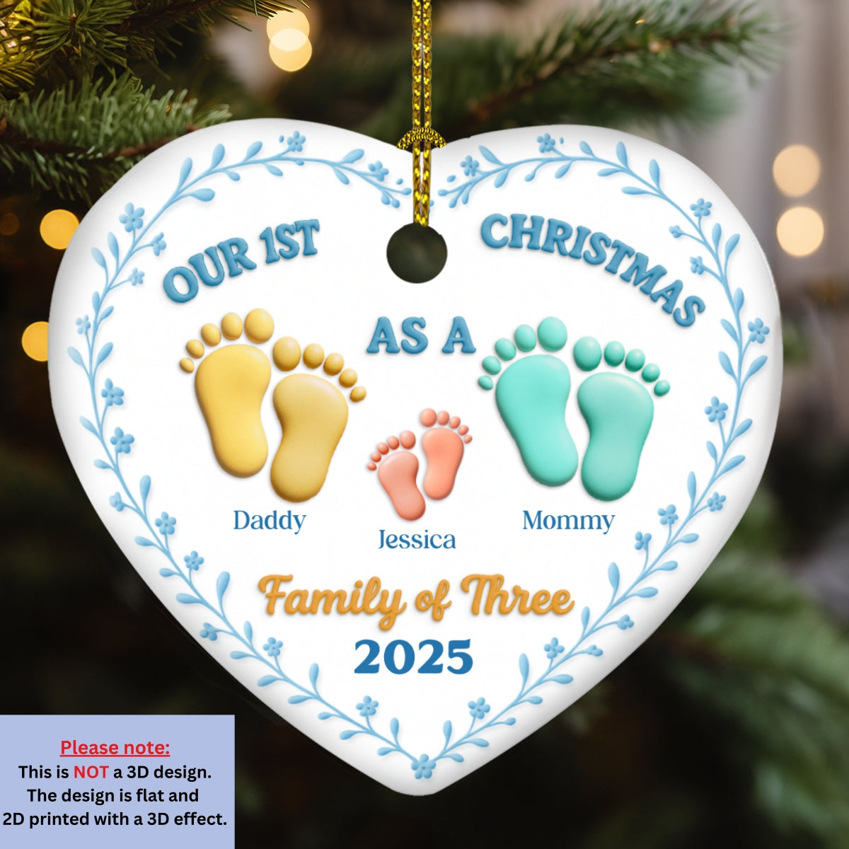 Family Of - Personalized Custom 3D Effect Ceramic Ornament