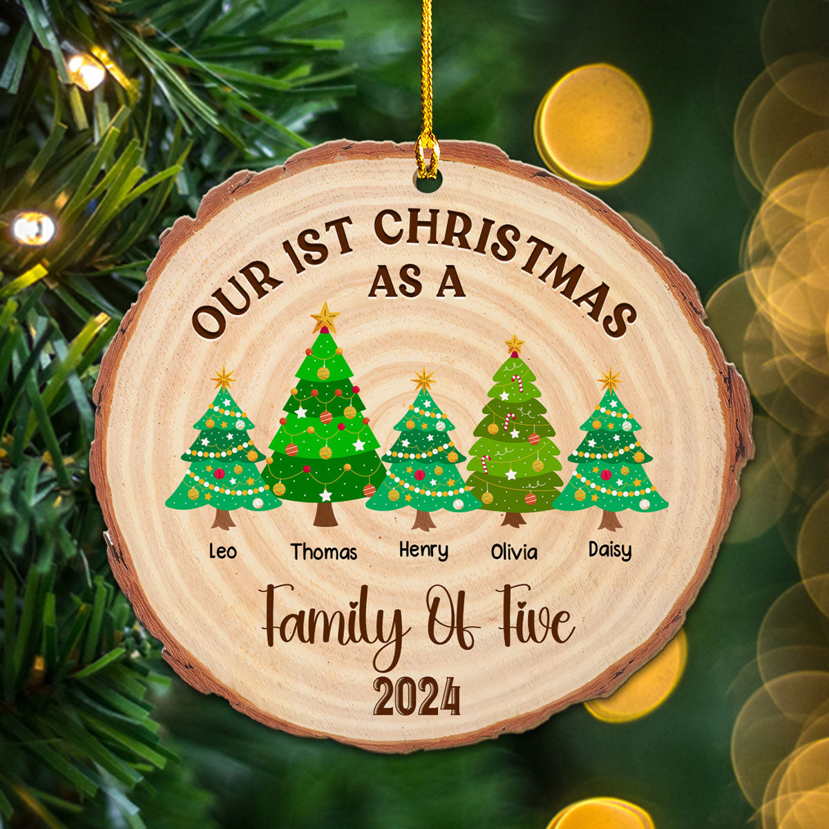 First Christmas As A Family - Personalized Custom Wood Ornament