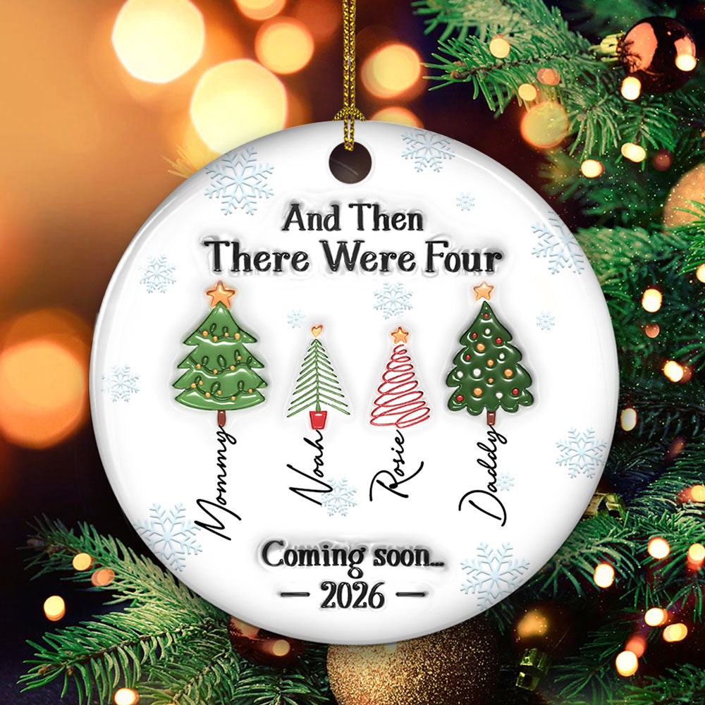 And Then There Were Three - Personalized Custom 3D Inflated Effect Ceramic Ornament