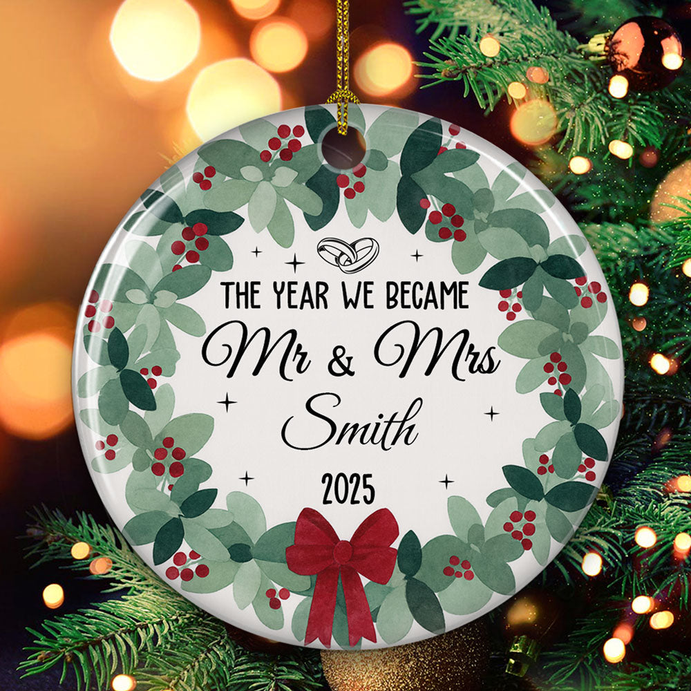 Newlywed Bride Groom - Personalized Custom Ceramic Ornament