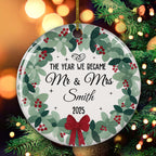 Newlywed Bride Groom - Personalized Custom Ceramic Ornament