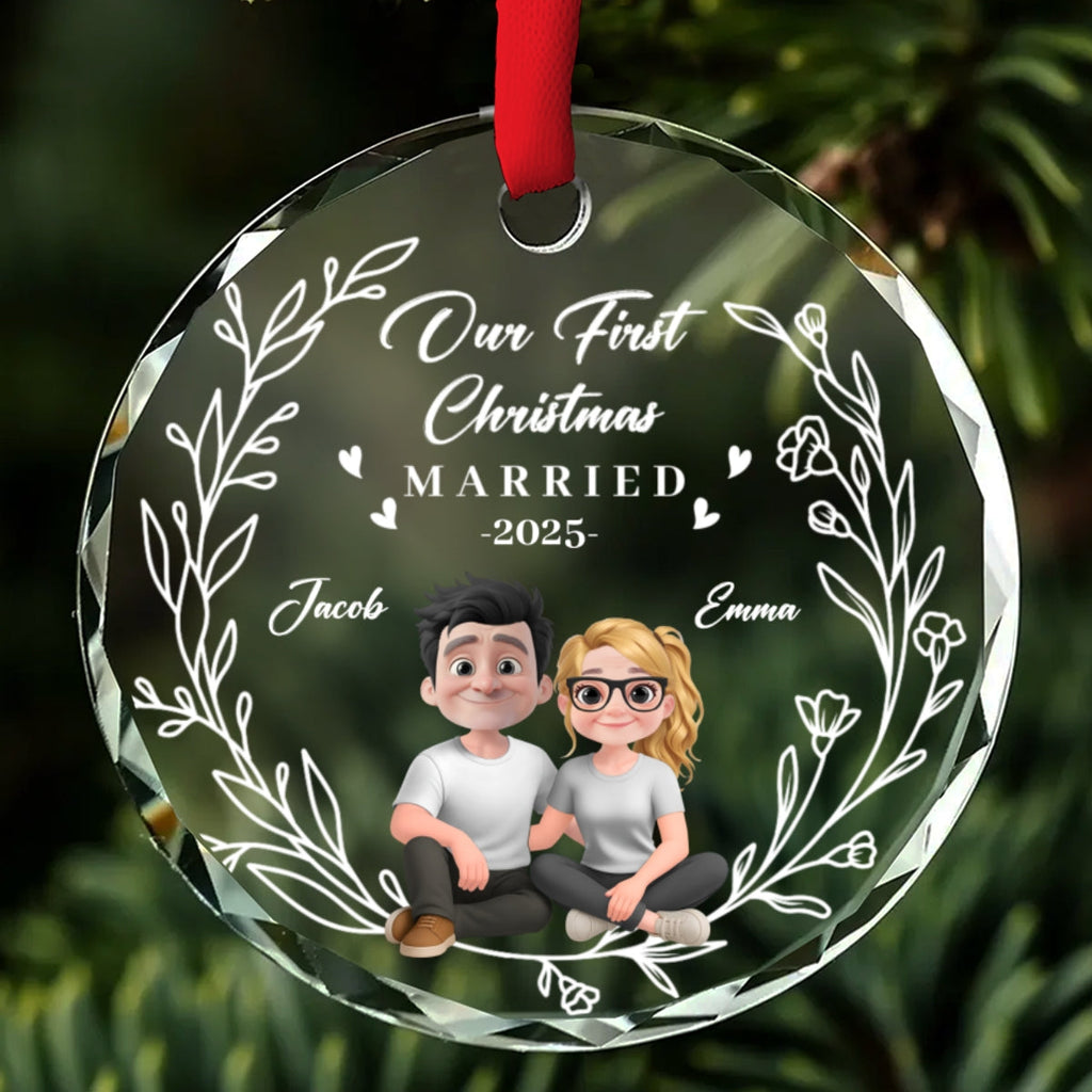 Our First Year As One - Personalized Custom Glass Ornament