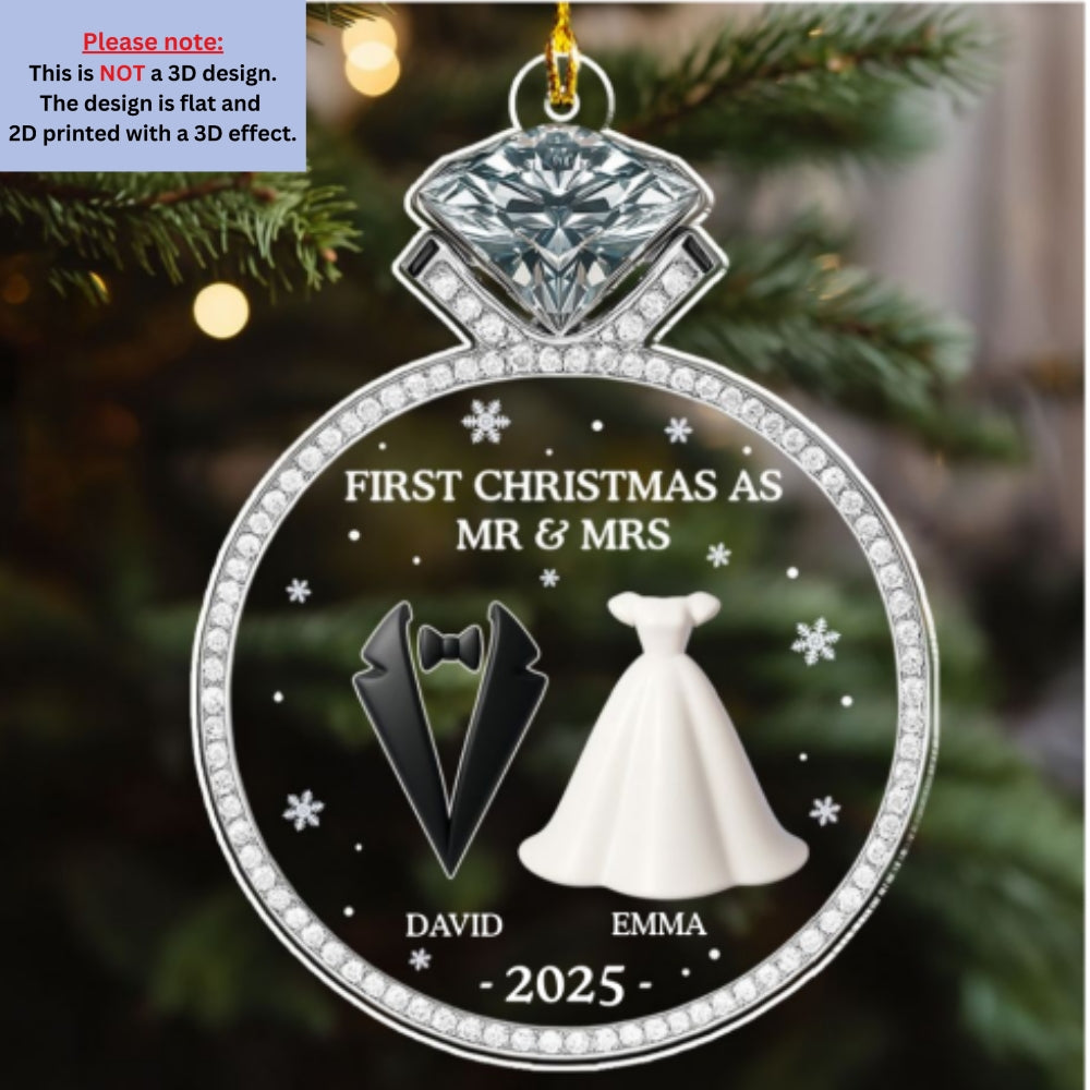 First Christmas As Mr And Mrs 2025 - Personalized Custom Acrylic Ornament