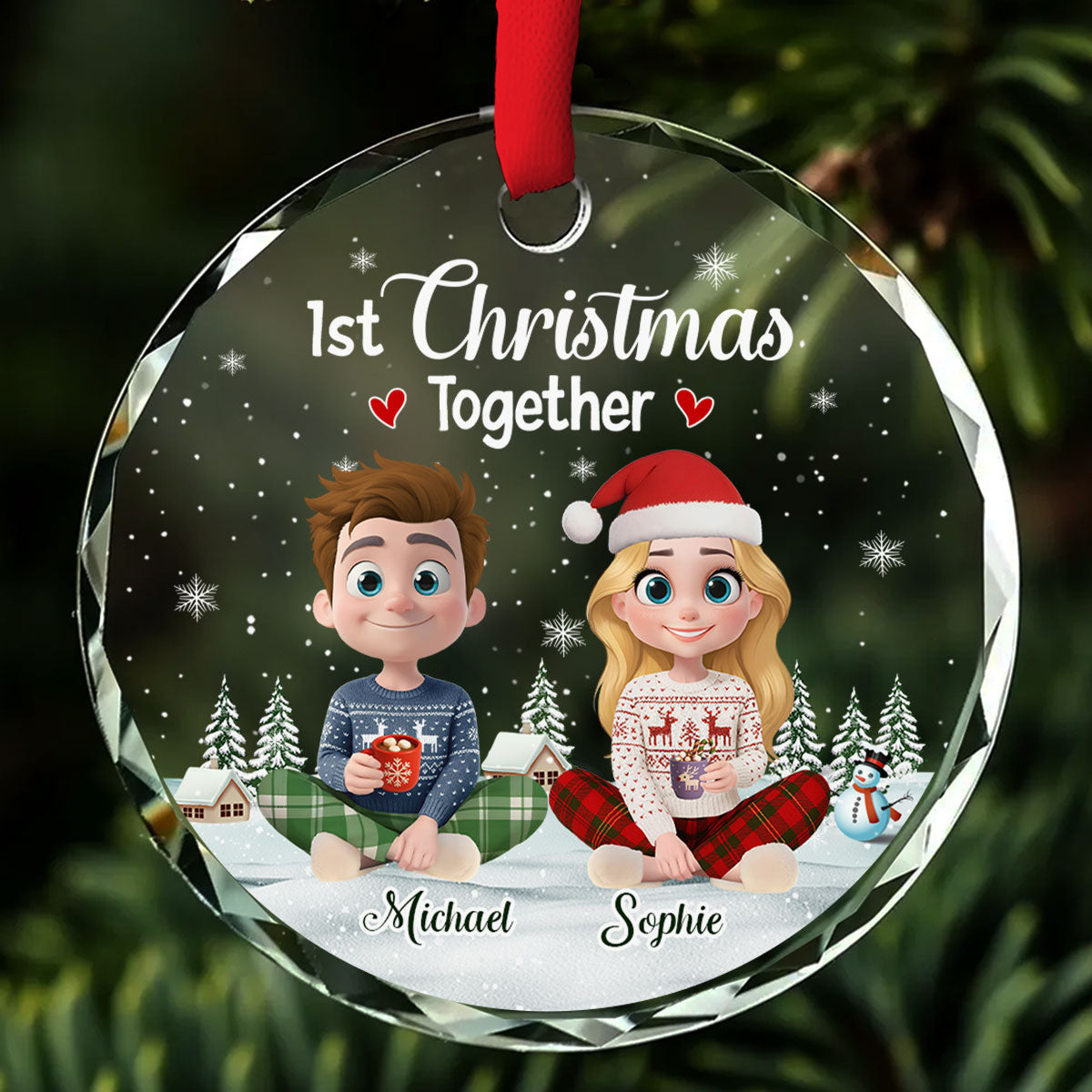 First Year Together - Personalized Custom Glass Ornament