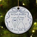 Our first Christmas Toile De Jouy - Personalized Custom Ceramic Ornament