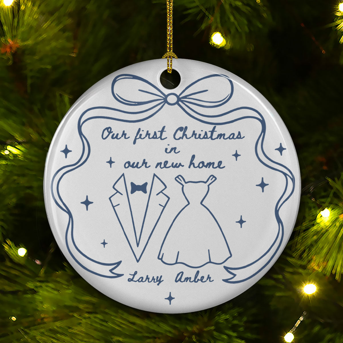 Our first Christmas Toile De Jouy - Personalized Custom Ceramic Ornament