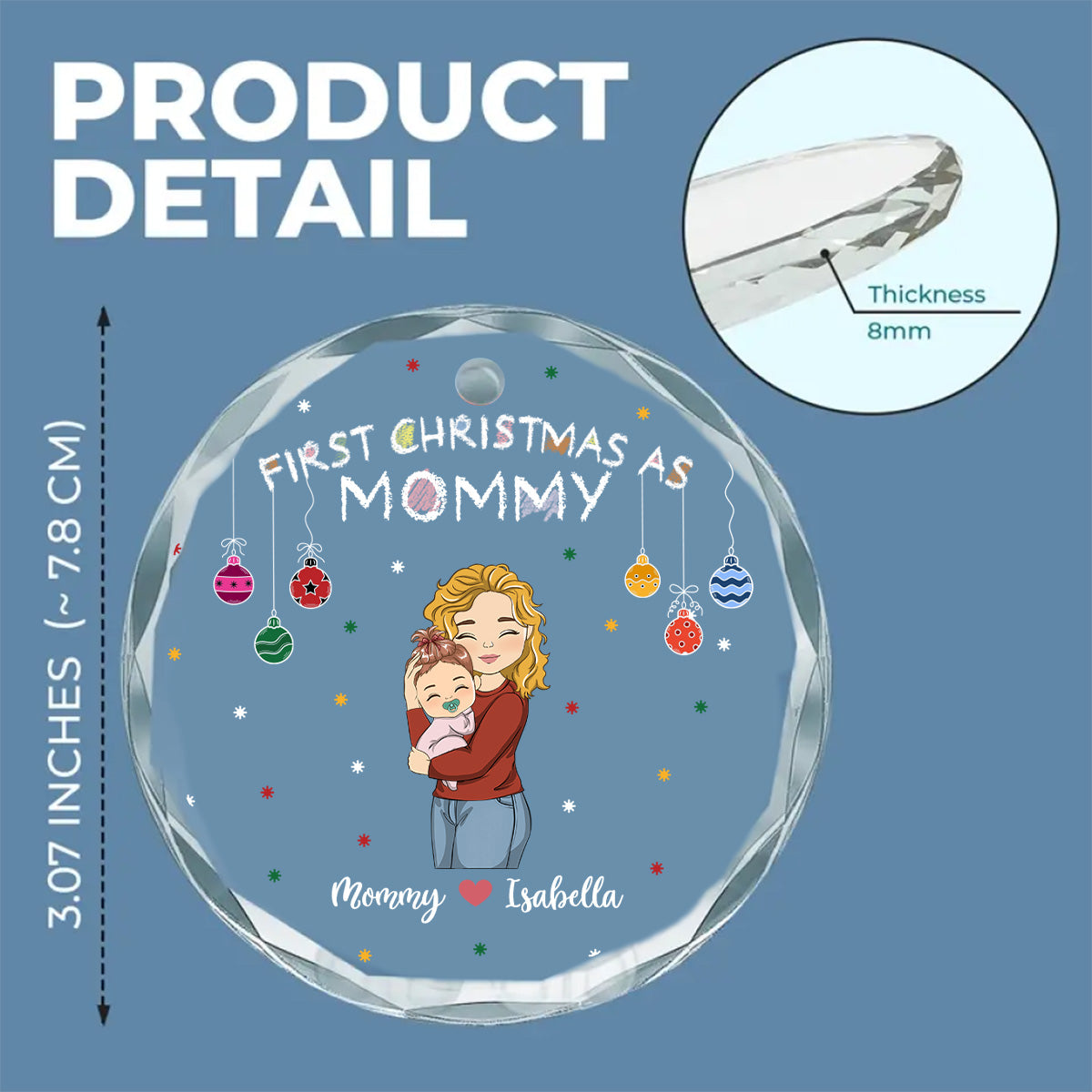 First Year As Mommy - Personalized Custom Glass Ornament