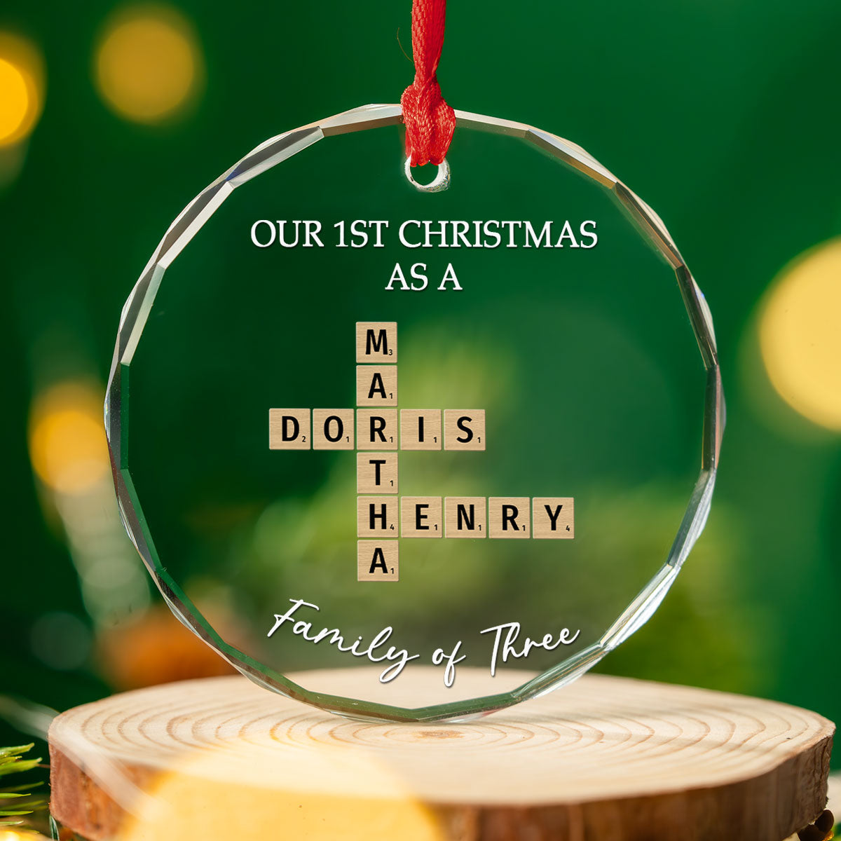 Crossword Art Created In A Moment - Personalized Custom Glass Ornament