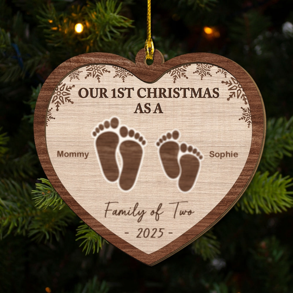 Our 1st Christmas - Personalized Custom Freeshape 2-Layered Wood Ornament
