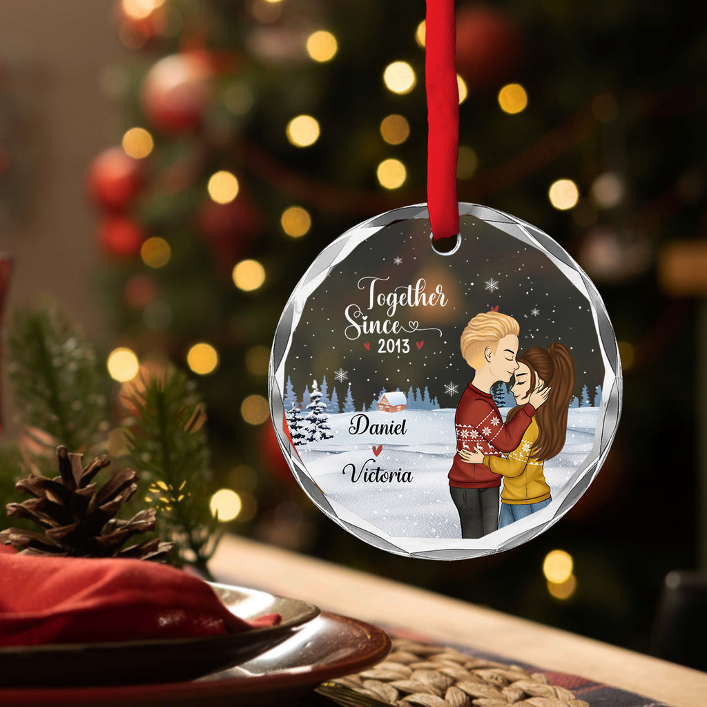 Our First Christmas - Personalized Custom Glass Ornament