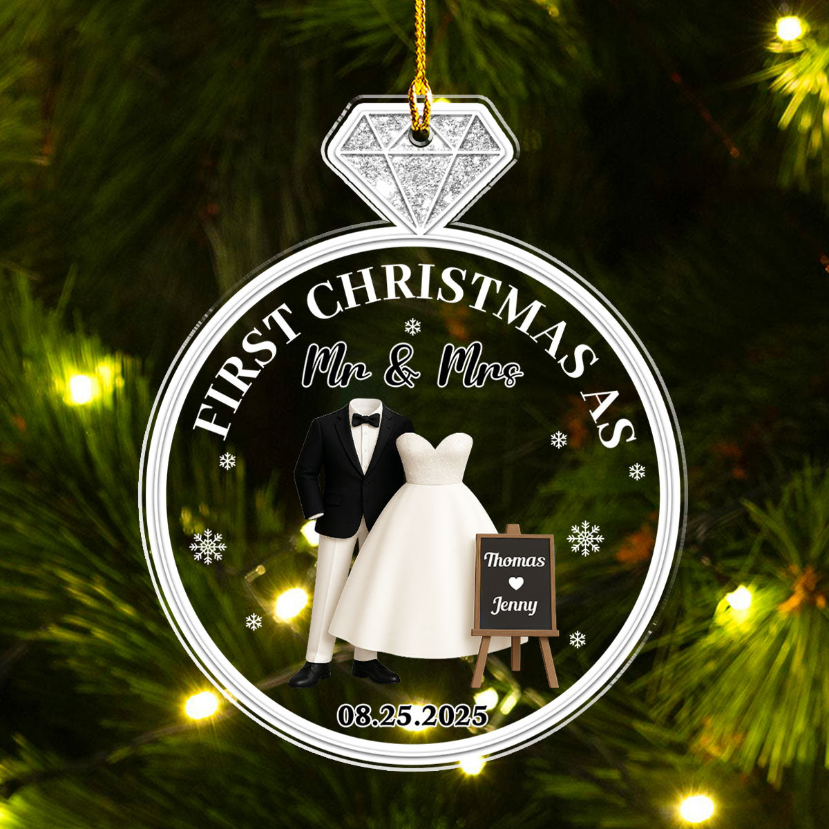 First Christmas Married - Personalized Custom Acrylic Ornament