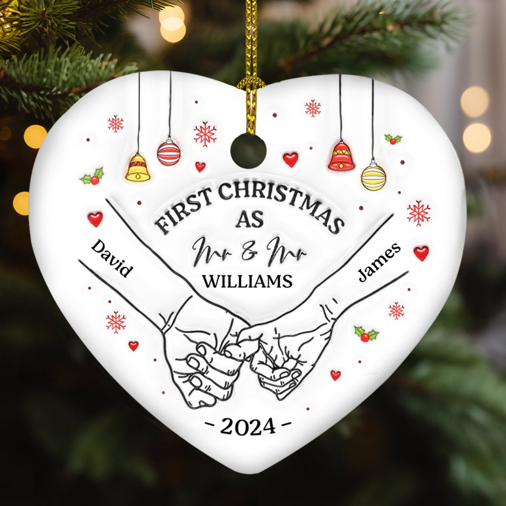 Our First Christmas Heart - Personalized Custom 3D Inflated Effect Heart Ceramic Ornament
