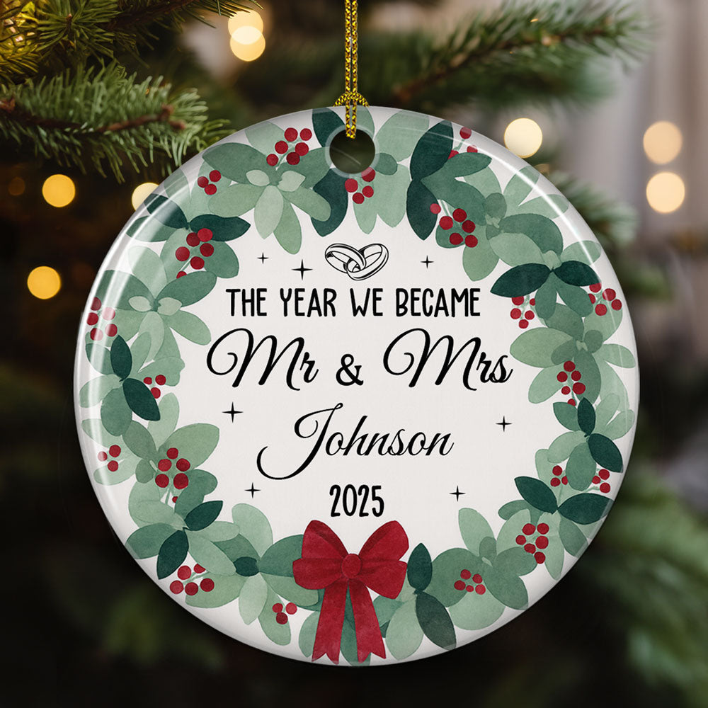Newlywed Bride Groom - Personalized Custom Ceramic Ornament