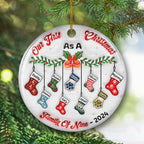 Our First Christmas As A Family - Personalized Custom 3D Inflated Effect Ceramic Ornament