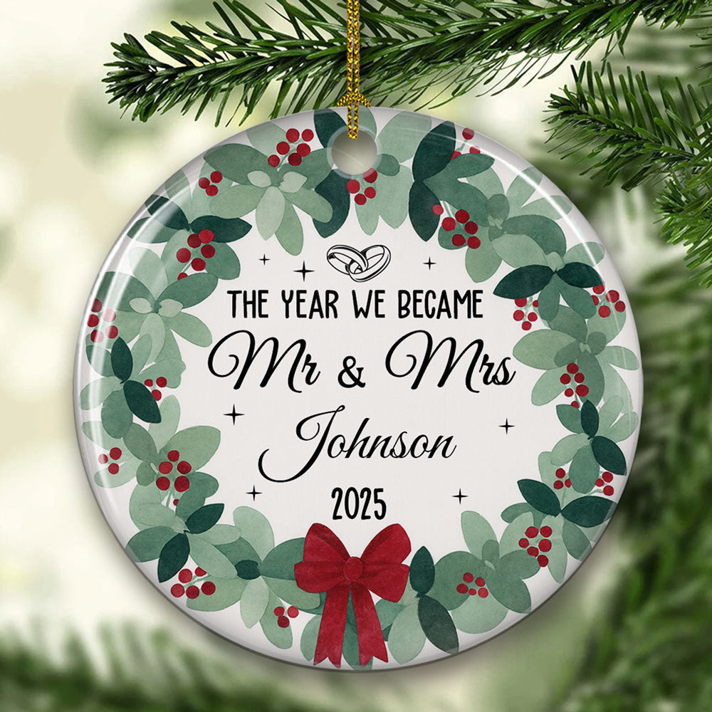Newlywed Bride Groom - Personalized Custom Ceramic Ornament