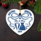 Mr And Mrs Blue - Personalized Custom 3D Inflated Effect Ceramic Ornament