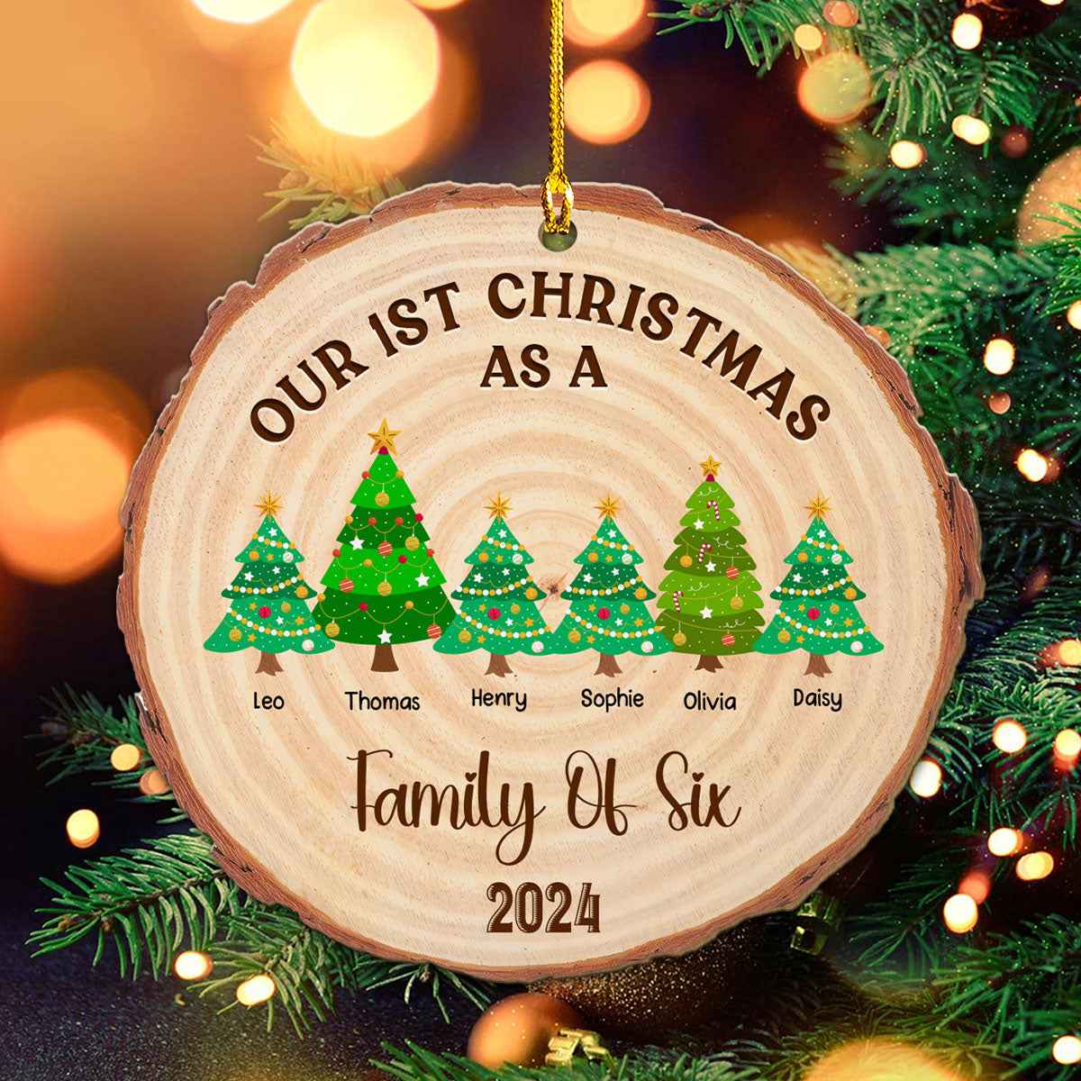 First Christmas As A Family - Personalized Custom Wood Ornament