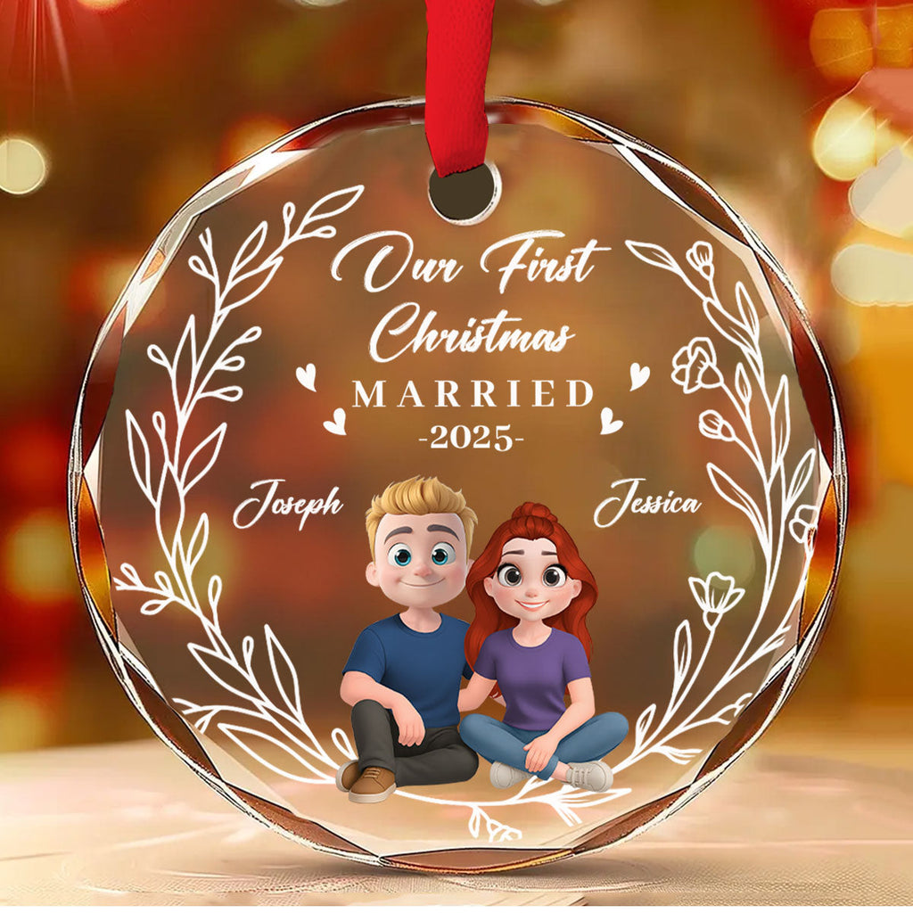 Our First Year As One - Personalized Custom Glass Ornament