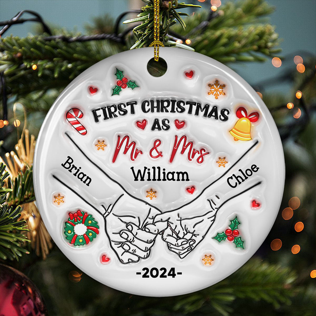 Our First Year - Personalized Custom 3D Inflated Effect Ceramic Ornament