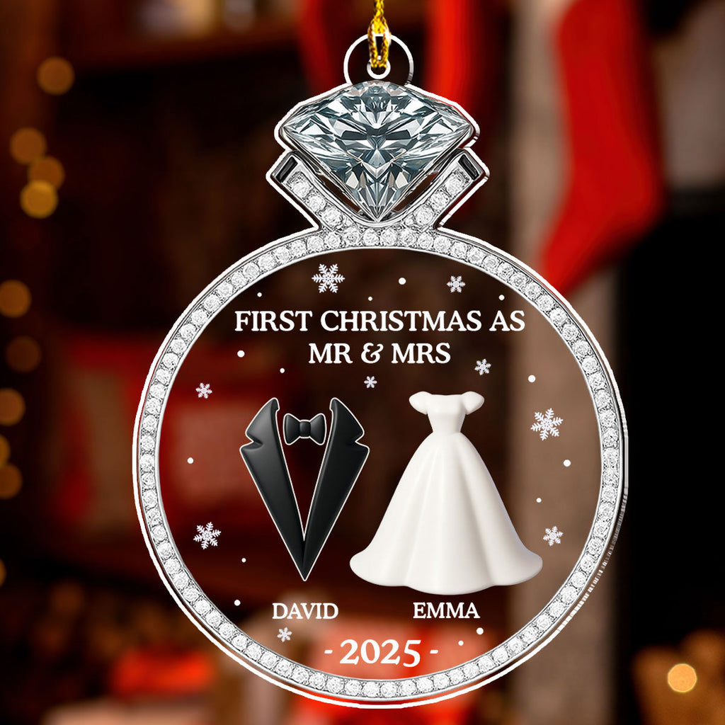 First Christmas As Mr And Mrs 2025 - Personalized Custom Acrylic Ornament