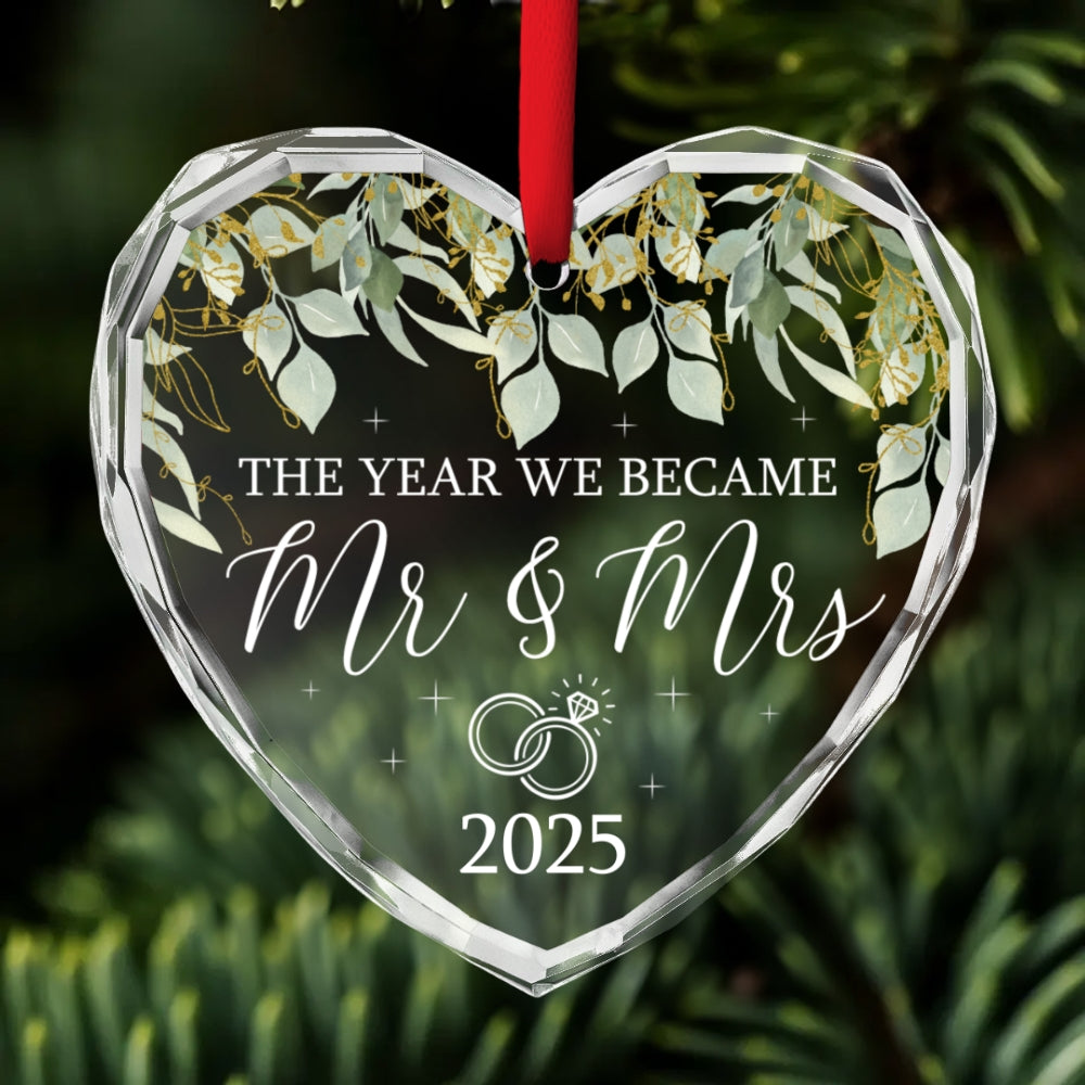 We Became Mr And Mrs - Personalized Custom Glass Ornament