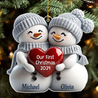 Couple Snowman First Christmas - Personalized Custom Acrylic Ornament