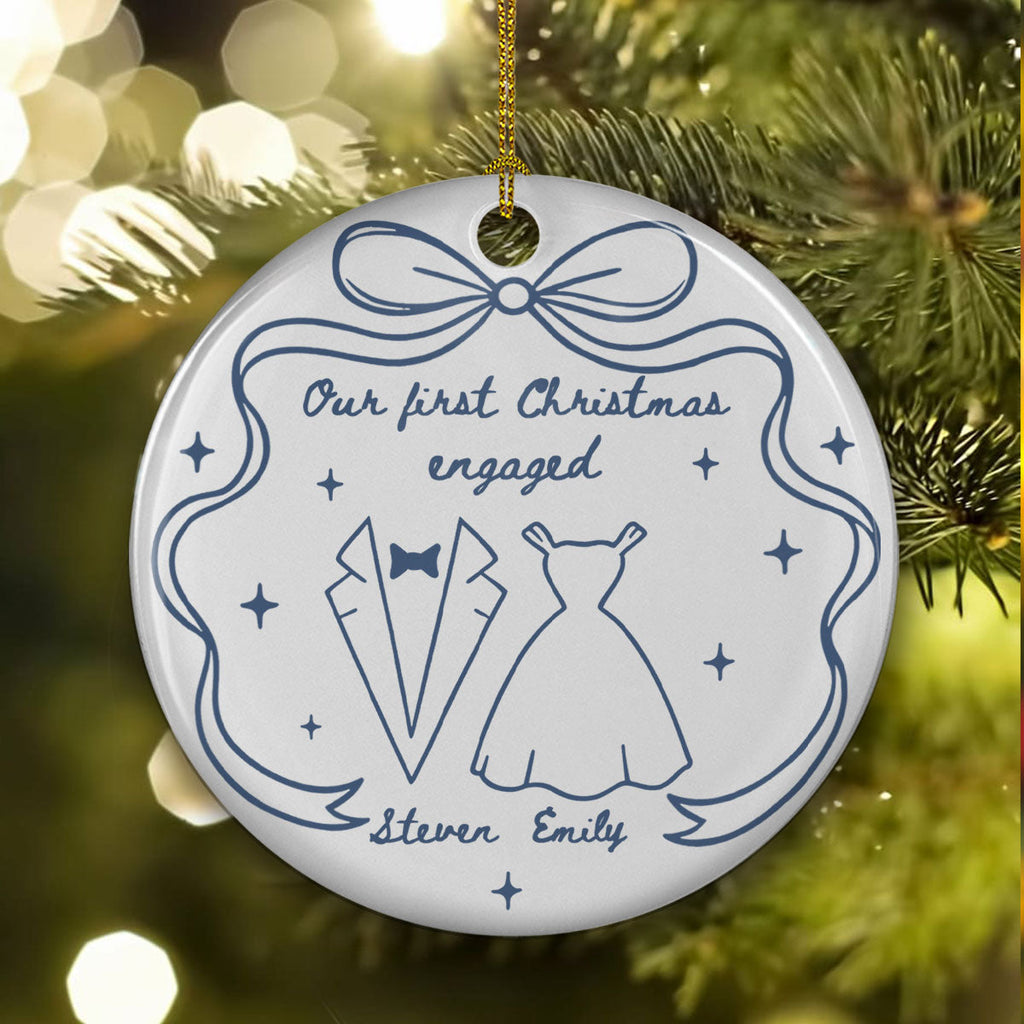 Our first Christmas Toile De Jouy - Personalized Custom Ceramic Ornament