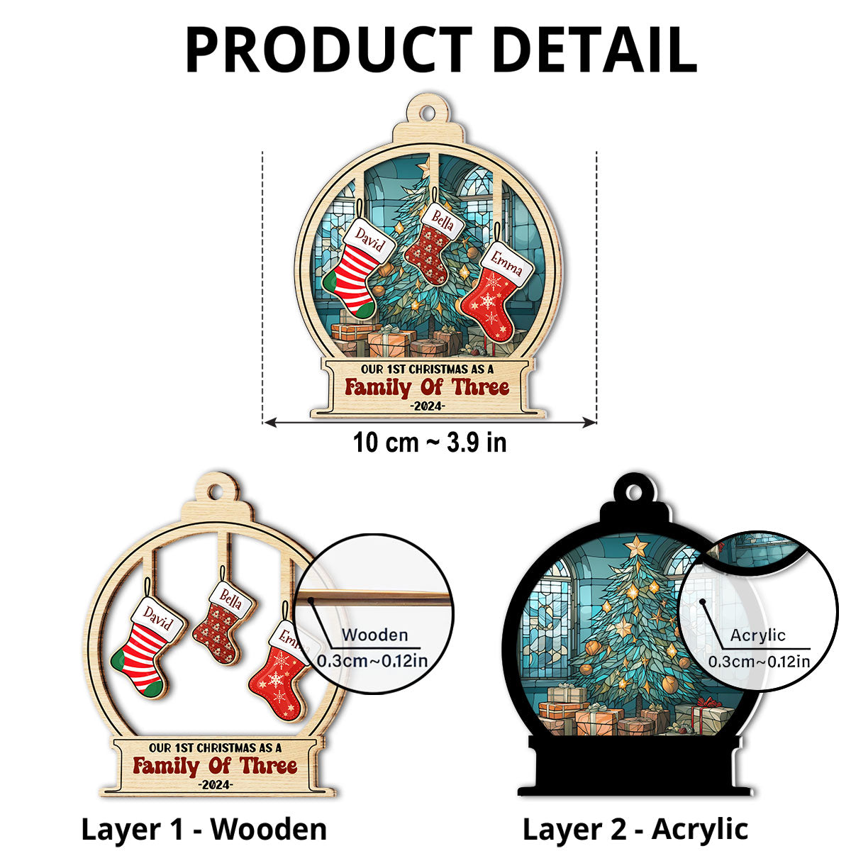 Family 1st Christmas - Personalized Custom Suncatcher Ornament