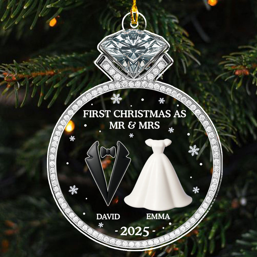 First Christmas As Mr And Mrs 2025 - Personalized Custom Acrylic Ornament