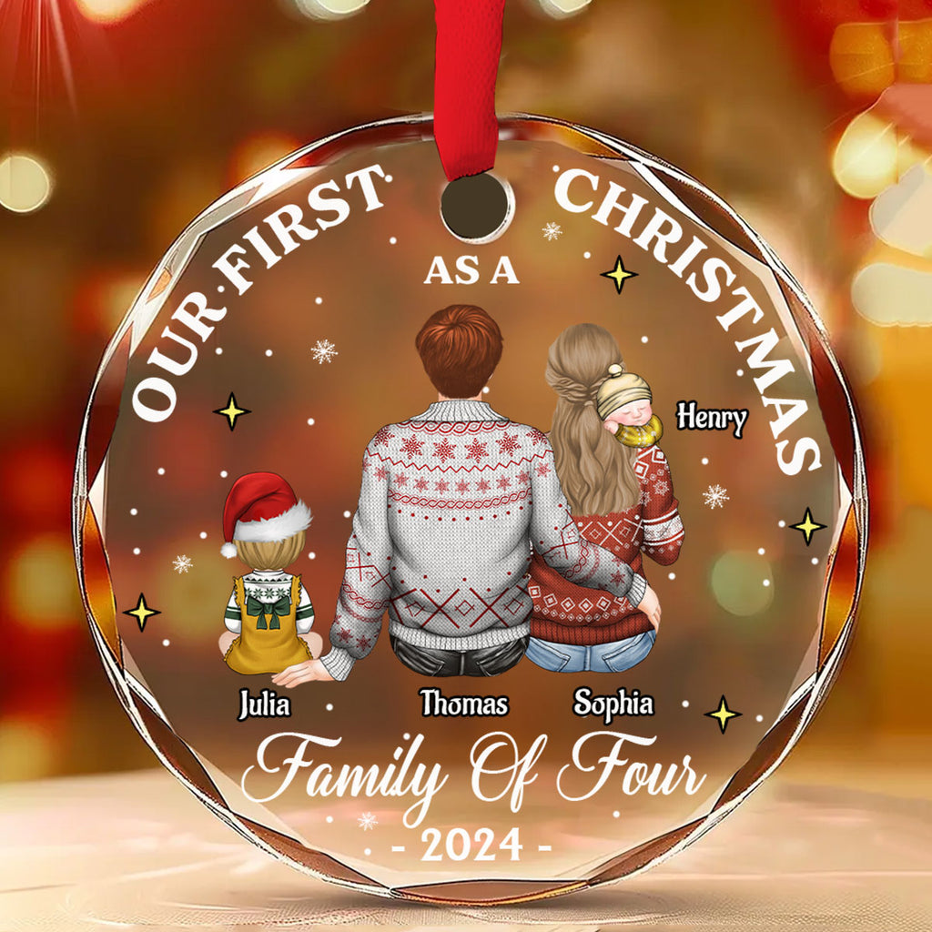Our 1st Christmas As A Family - Personalized Custom Glass Ornament