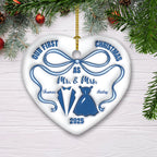 Mr And Mrs Blue - Personalized Custom 3D Inflated Effect Ceramic Ornament