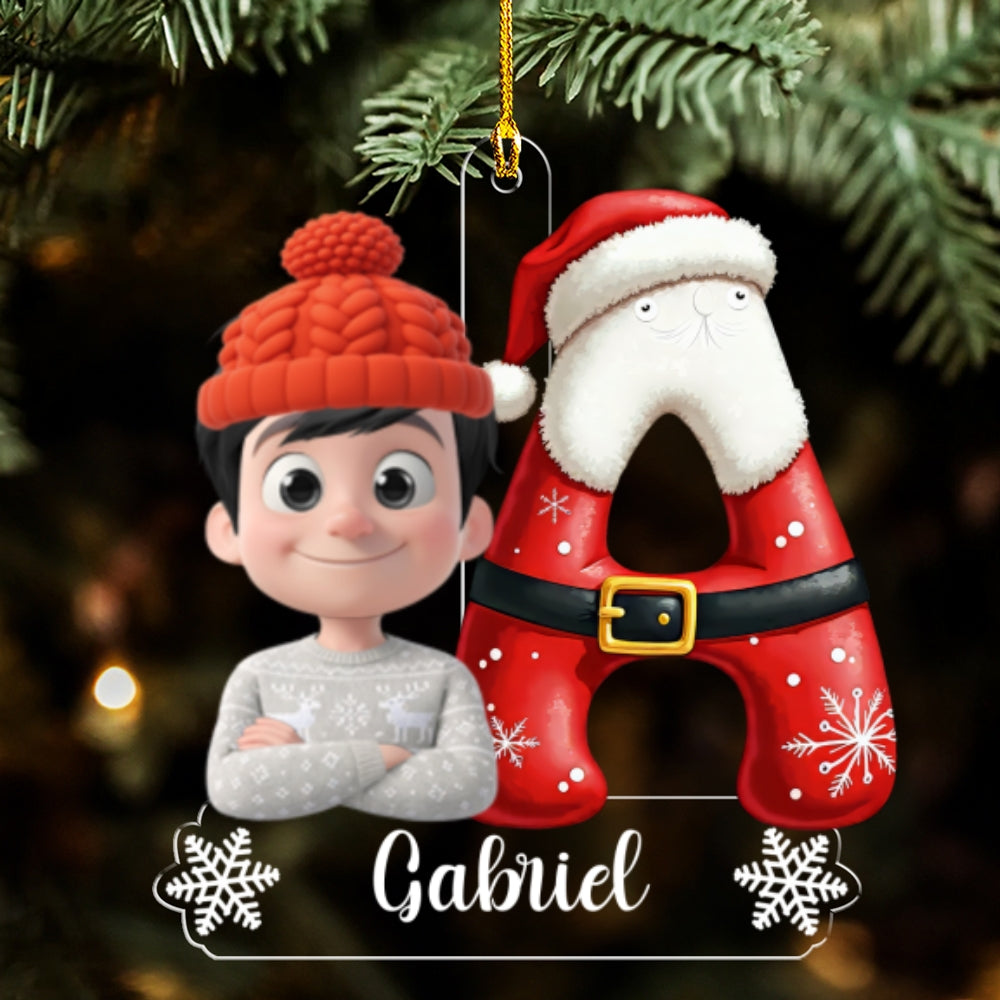 Baby And Santa - Personalized Custom Acrylic Ornament