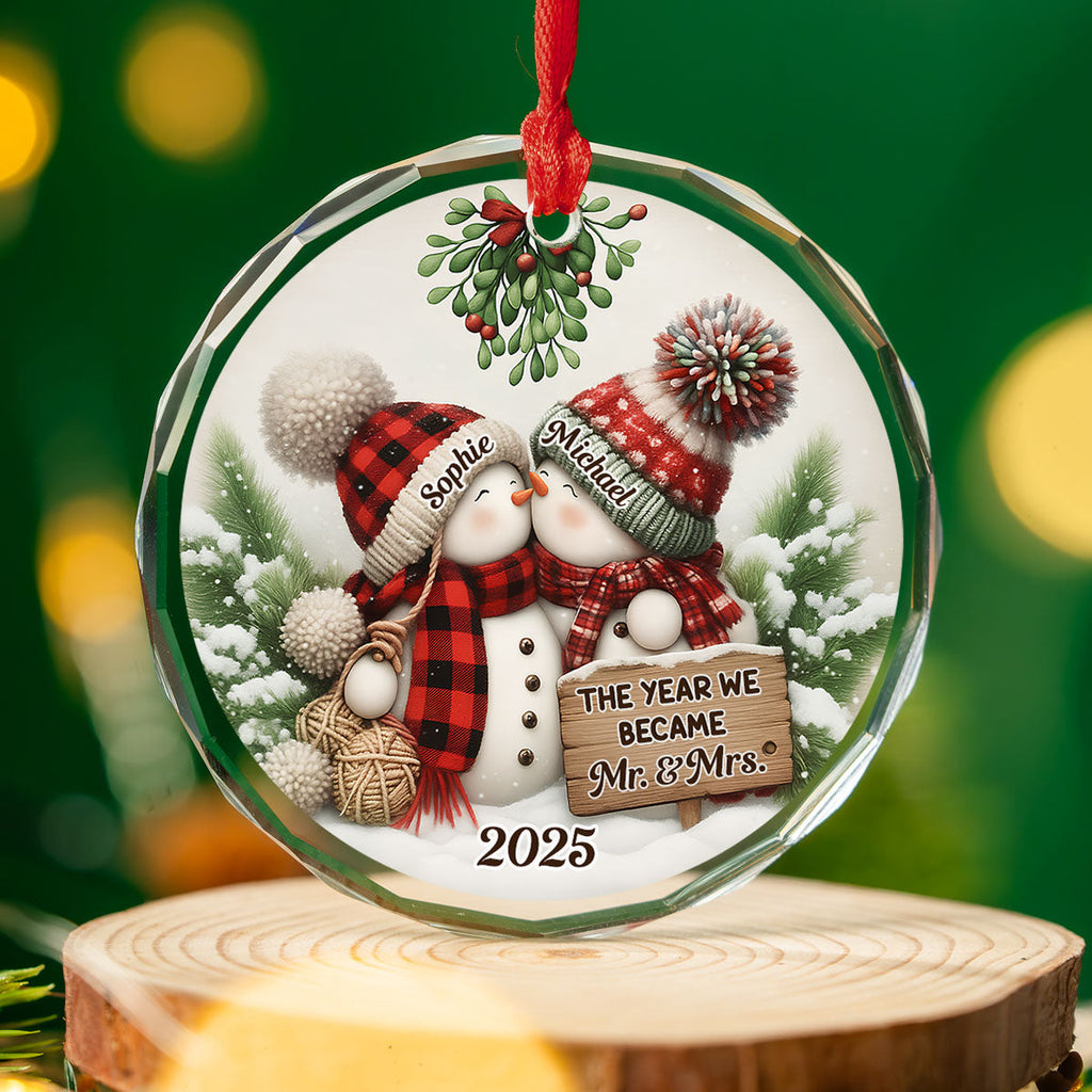Merry And Bright Together - Personalized Custom Glass Ornament