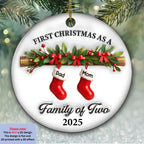 First Christmas Lovely Family - Personalized Custom 3D Effect Ceramic Ornament