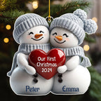 Couple Snowman First Christmas - Personalized Custom Acrylic Ornament