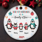 Penguin Family - Personalized Custom 3D Inflated Effect Ceramic Ornament