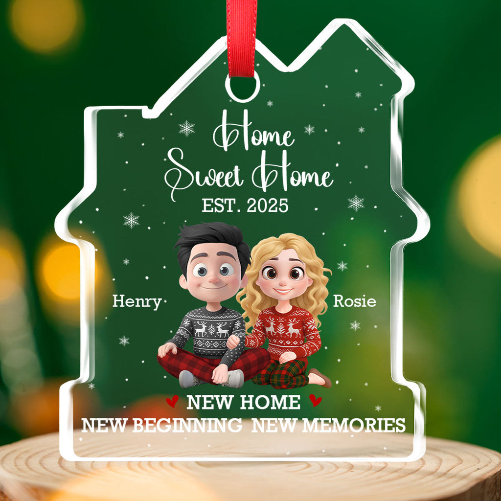 Home Sweet - Personalized Custom House Shaped Glass Ornament