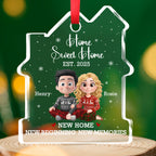 Home Sweet - Personalized Custom House Shaped Glass Ornament