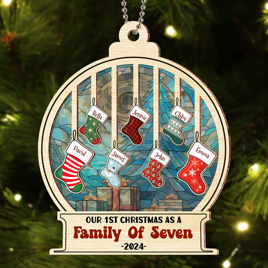 Family 1st Christmas - Personalized Custom Suncatcher Ornament