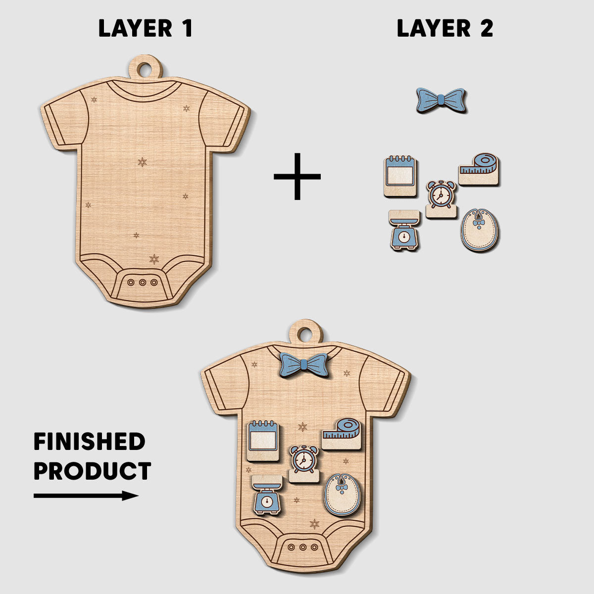 Baby First Christmas - Personalized Custom Freeshape 2-Layered Wood Ornament