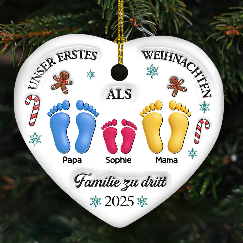 Unser erstes Weihnachten – Personalisierter Herz-Keramikanhänger mit 3D-Effekt