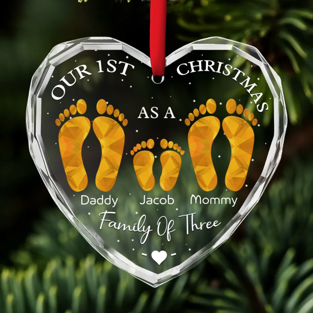 First Christmas As A Family - Personalized Custom Glass Ornament