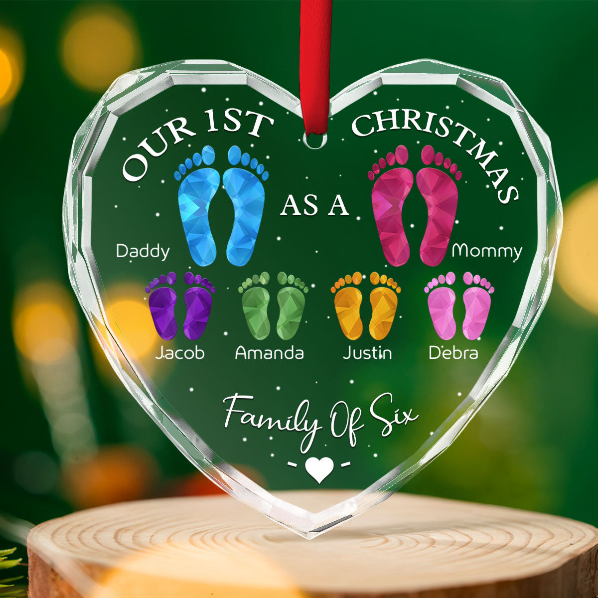 First Christmas As A Family - Personalized Custom Glass Ornament