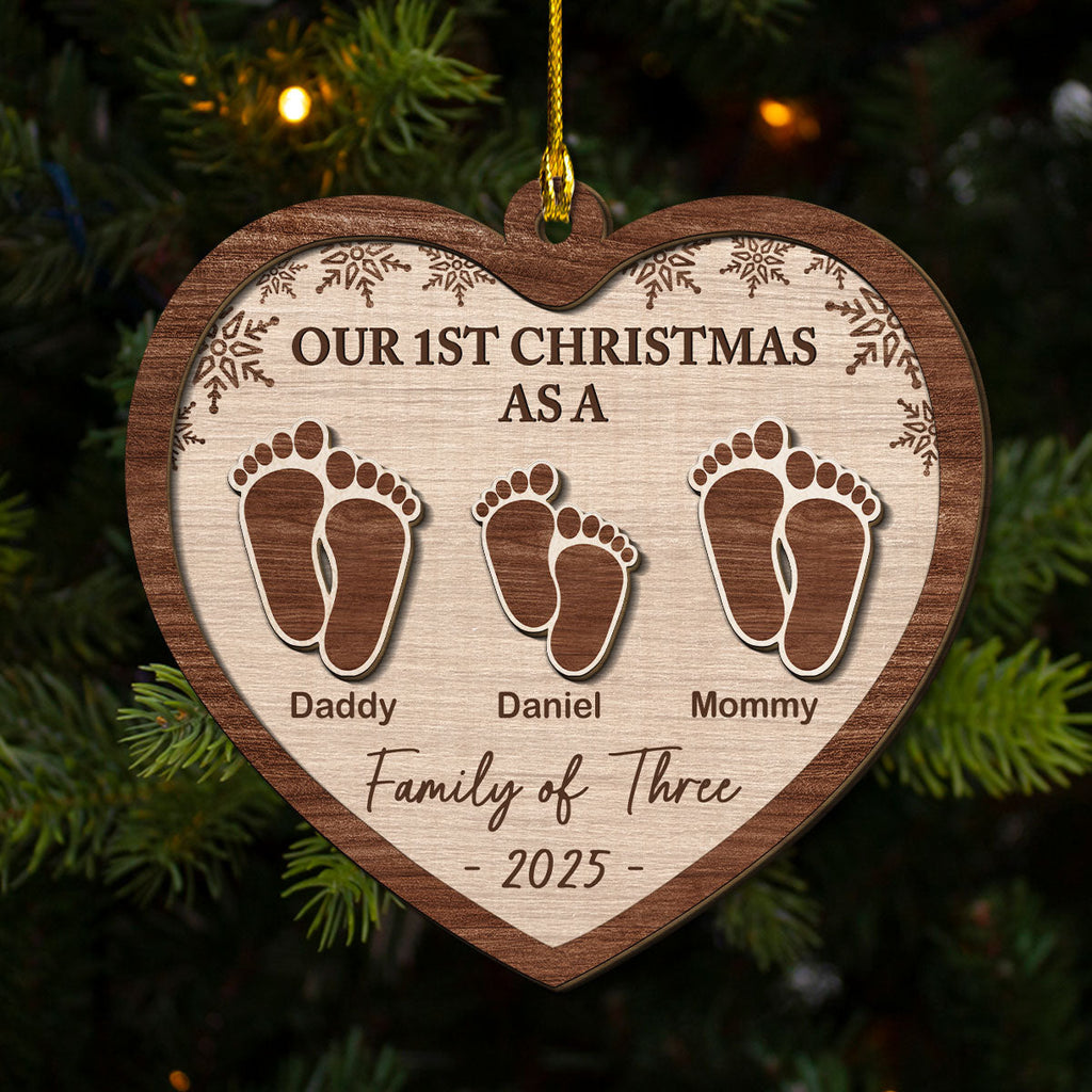 Our 1st Christmas - Personalized Custom Freeshape 2-Layered Wood Ornament