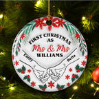 Our First Christmas Flower - Personalized Custom 3D Inflated Effect Ceramic Ornament