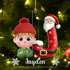 Baby And Santa - Personalized Custom Acrylic Ornament