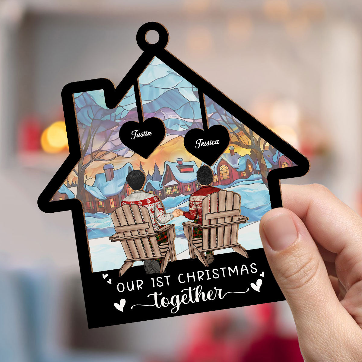 Our 1st Christmas Together - Personalized Custom Suncatcher Ornament