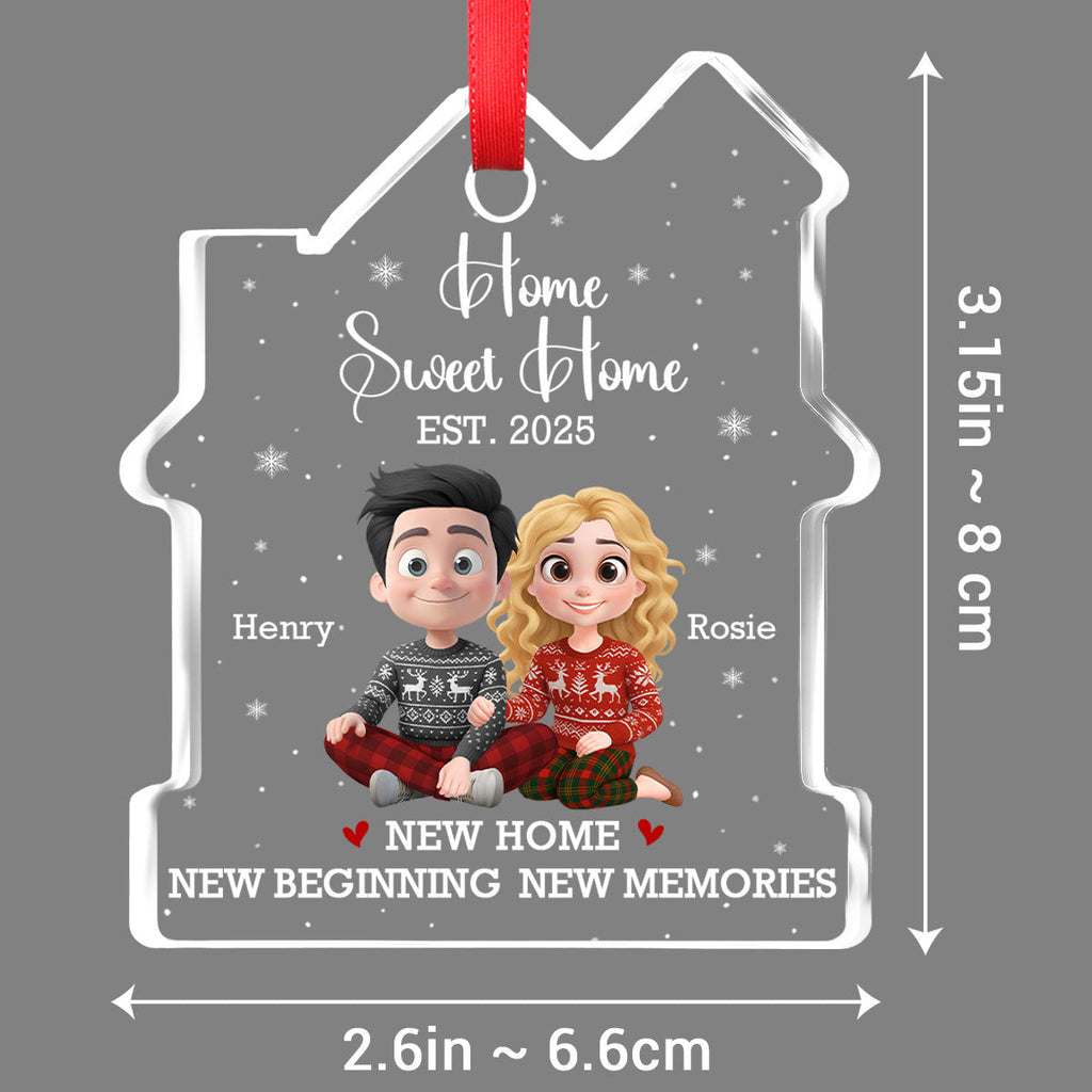 Home Sweet - Personalized Custom House Shaped Glass Ornament
