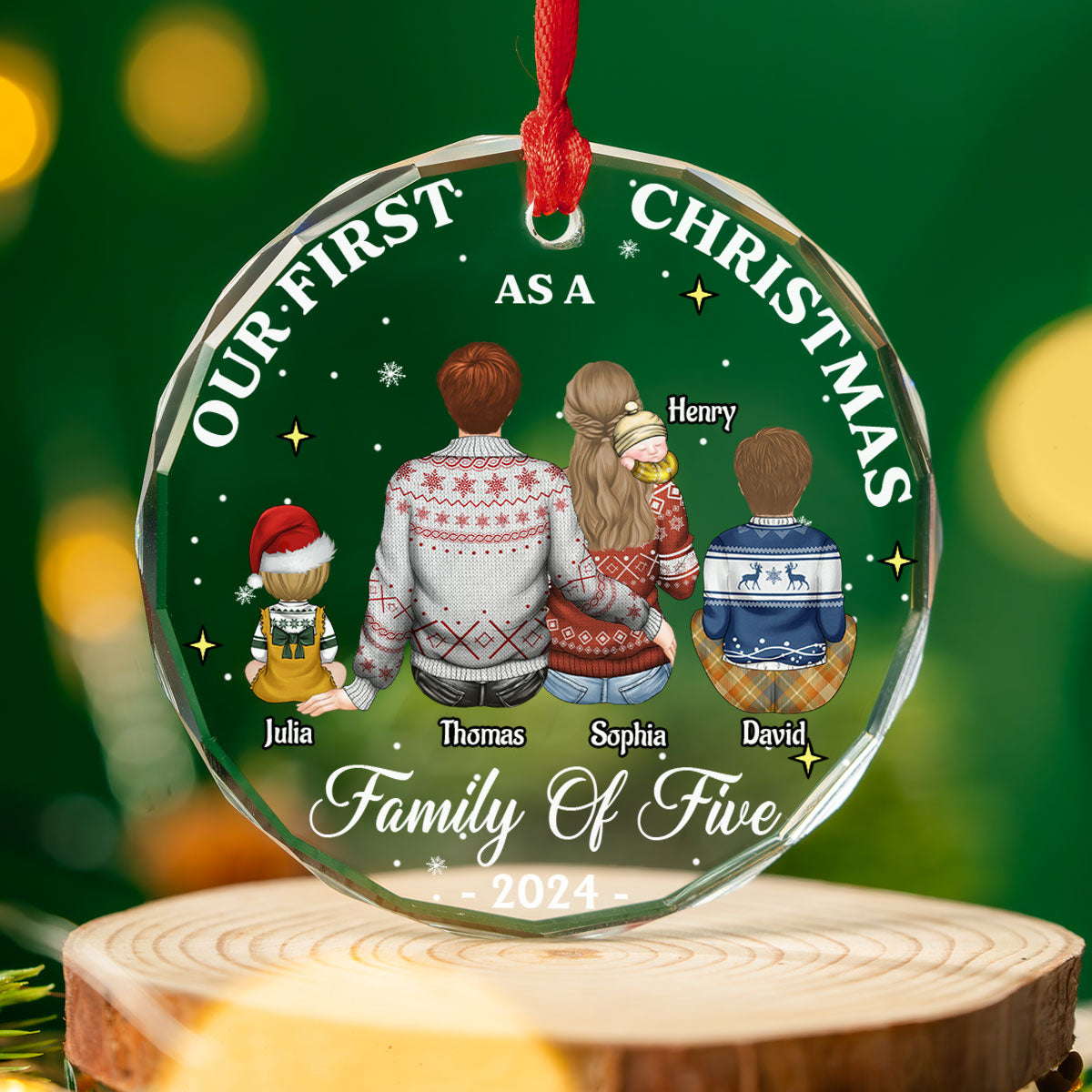 Our 1st Christmas As A Family - Personalized Custom Glass Ornament