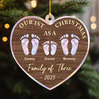 Our First Christmas Mother Of Pearl - Personalized Custom Wood Ornament